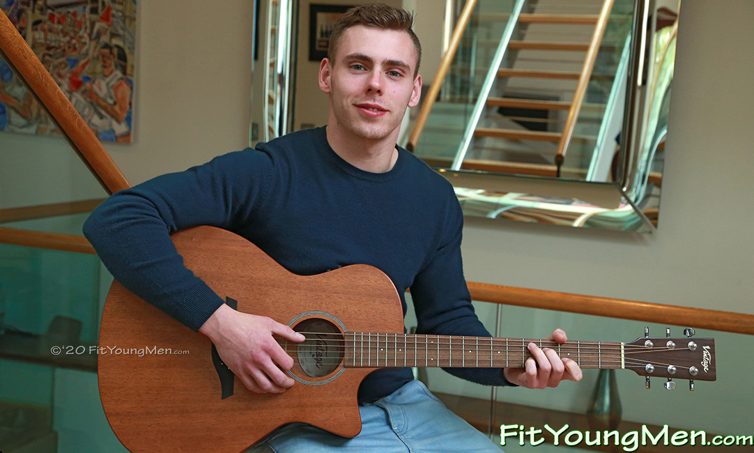 Fit Young Men: Model Patrick West - Footballer - Young Muscian Shows off his Ripped Muscles & Plays his Guitar! 