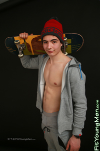 Fit Young Men Model Toni Filip Naked Skateboarder