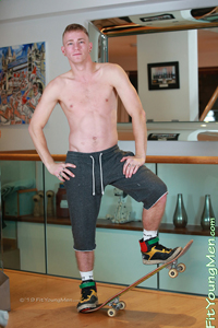 Fit Young Men Model Jimmy Harris Naked Skateboarder