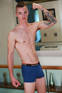 Fit Young Men Model Oscar Abbott Naked Swimming