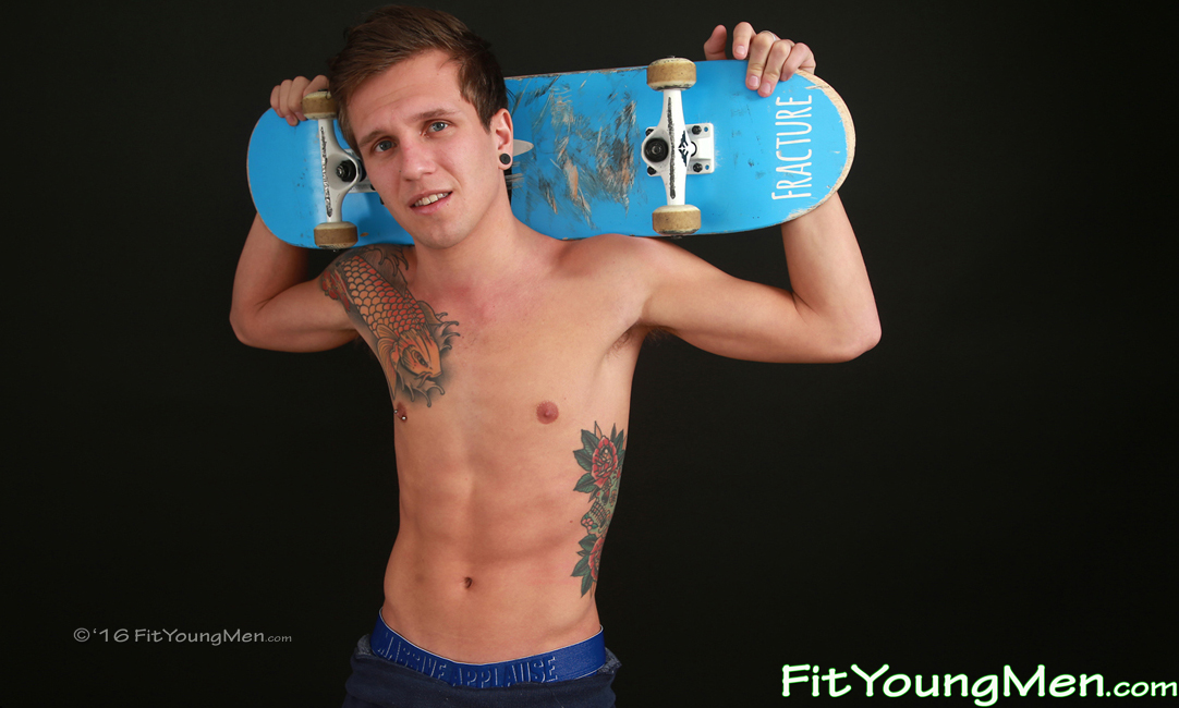 Fit Young Men Model Harley Harris Naked Skateboarder