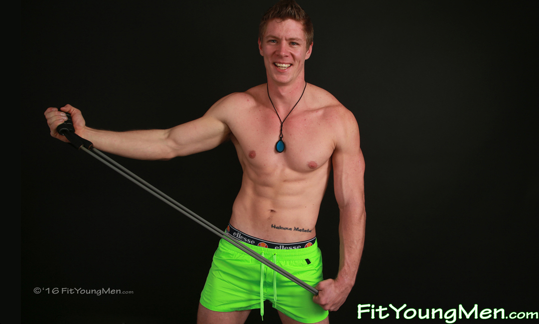 Fit Young Men: Model Eddie Branson - Gym - Straight Protection Officer Eddie Shows us he is Seriously Armed!