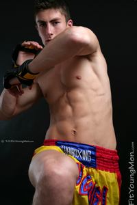 Fit Young Men Model Josh Peters Naked Kick Boxer