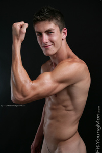 Fit Young Men Model Josh Peters Naked Kick Boxer
