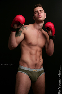Fit Young Men Model Vince Azzopardi Naked Kick Boxer