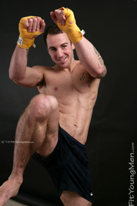 Fit Young Men Model Ryan Brackley Naked Kick Boxer