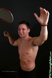 Fit Young Men Model Jerry Harper Naked Badminton Player
