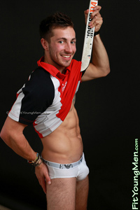Fit Young Men Model Aaron Carlton Naked Hockey Player