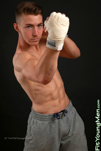 Fit Young Men Model George Warren Naked Kick Boxer