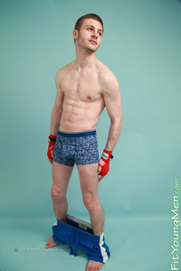Fit Young Men Model Luca James Naked Boxer