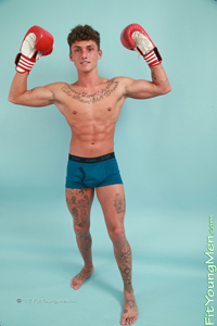 Fit Young Men Model Rowan Black Naked Boxer