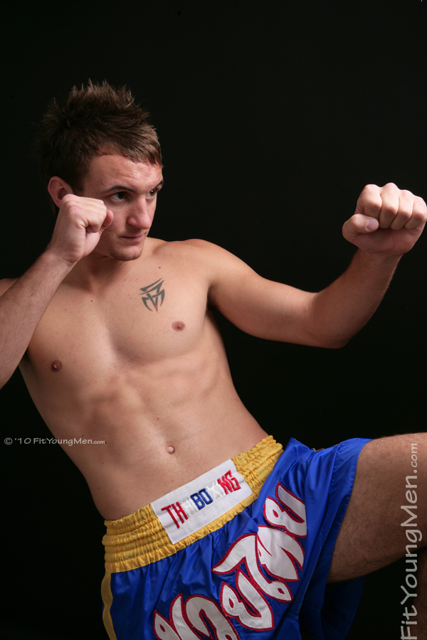 Fit Young Men Model James Johnson Naked Kick Boxer