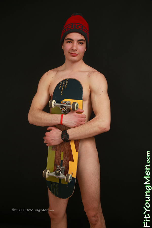 Fit Young Men Model Toni Filip Naked Skateboarder