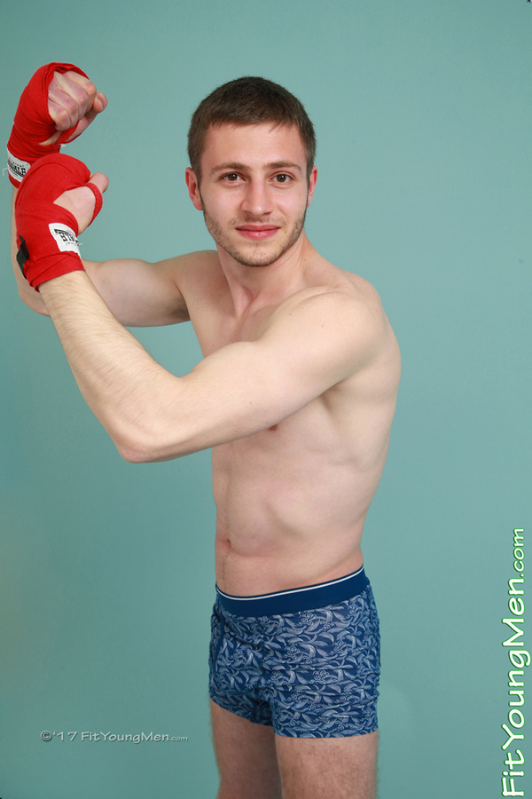 Fit Young Men Model Luca James Naked Boxer